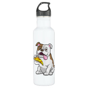 Bulldog mit Pizza-Stück Edelstahlflasche