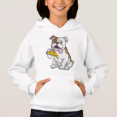 Bulldog mit Pizza-Stück Hoodie (Vorderseite)