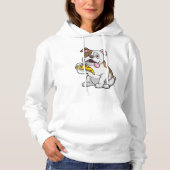 Bulldog mit Pizza-Stück Hoodie (Vorderseite)