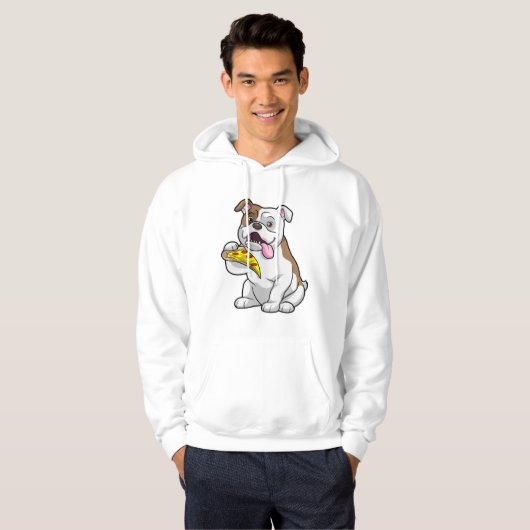 Bulldog mit Pizza-Stück Hoodie (Vorne ganz)