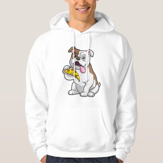 Bulldog mit Pizza-Stück Hoodie (Vorderseite)