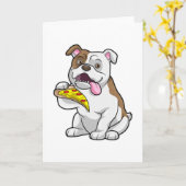 Bulldog mit Pizza-Stück Karte (Gelbe Blume)