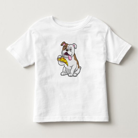 Bulldog mit Pizza-Stück Kleinkind T-shirt (Vorderseite)