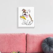 Bulldog mit Pizza-Stück Leinwanddruck (Insitu (Wohnzimmer))