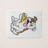 Bulldog mit Pizza-Stück Puzzle (Horizontal)