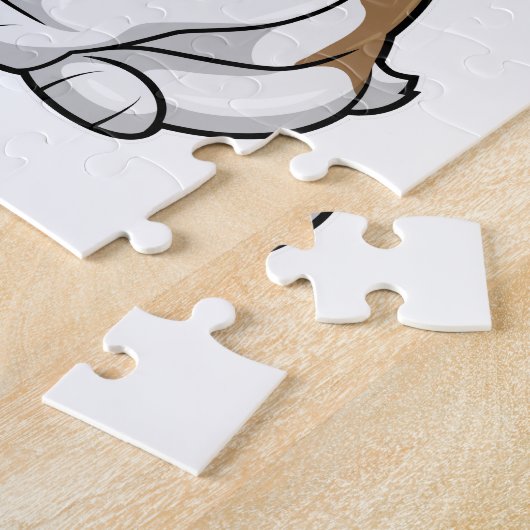 Bulldog mit Pizza-Stück Puzzle (Seite)