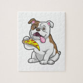 Bulldog mit Pizza-Stück Puzzle (Vertikal)