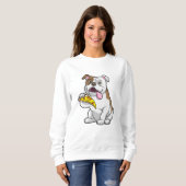 Bulldog mit Pizza-Stück Sweatshirt (Vorne ganz)