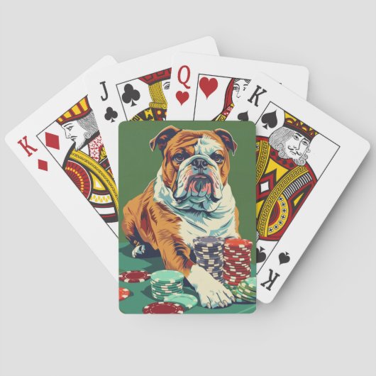 Bulldog mit Poker Chips Spielkarten (Rückseite)