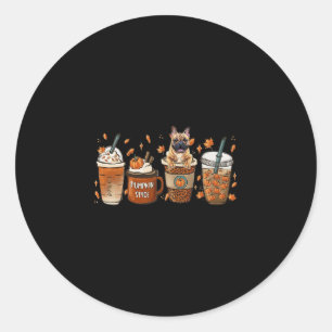 Bulldog mit Pumpkin Gewürz Latte Fall Kaffee Autum Runder Aufkleber