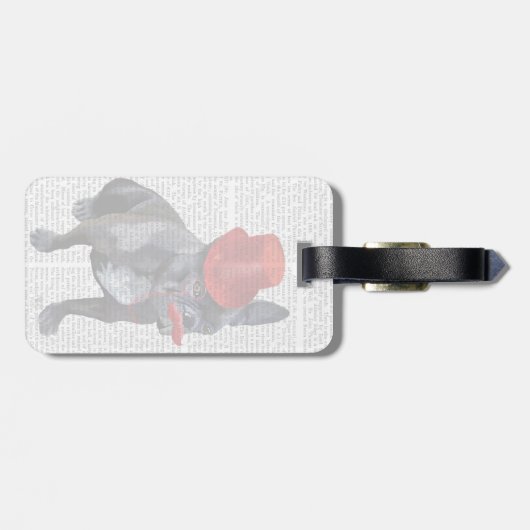 Bulldog mit Red Top Hat und Mustache Gepäckanhänger (Rückseite horizontal)