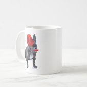 Bulldog mit Red Top Hat und Mustache Kaffeetasse (Vorderseite Links)