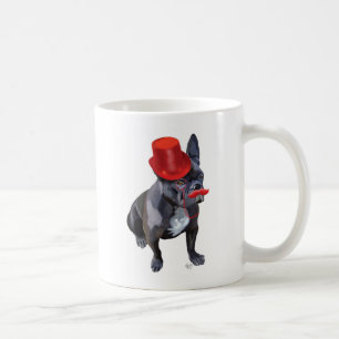 Bulldog mit Red Top Hat und Mustache Kaffeetasse