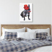Bulldog mit Red Top Hat und Mustache Leinwanddruck (Insitu (Schlafzimmer))