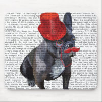 Bulldog mit Red Top Hat und Mustache