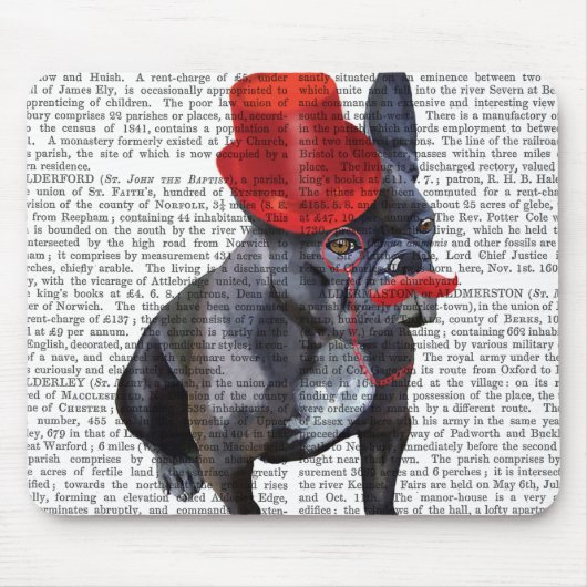 Bulldog mit Red Top Hat und Mustache Mousepad (Vorne)