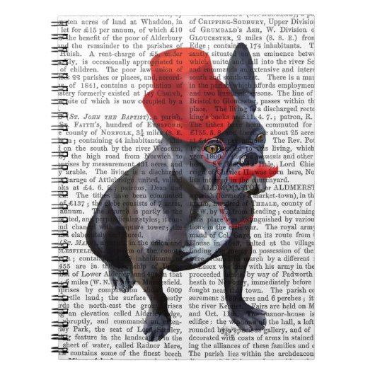 Bulldog mit Red Top Hat und Mustache Notizblock (Vorderseite)