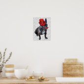 Bulldog mit Red Top Hat und Mustache Poster (Küche)