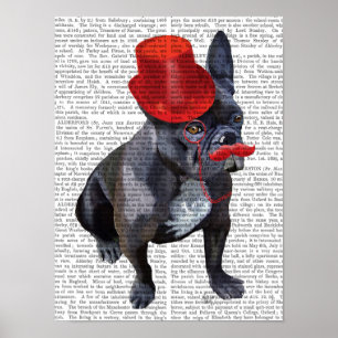 Bulldog mit Red Top Hat und Mustache Poster