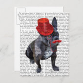 Bulldog mit Red Top Hat und Mustache Postkarte (Vorne/Hinten)