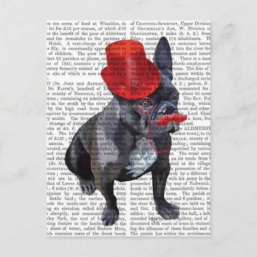Bulldog mit Red Top Hat und Mustache Postkarte (Vorderseite)