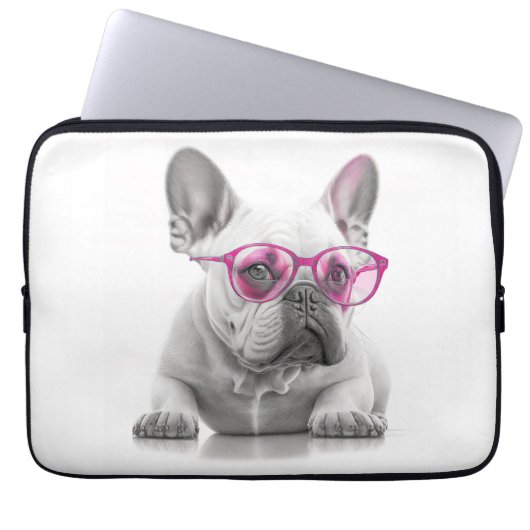 Bulldog mit rosa Brille Laptop-Gehäuse Laptopschutzhülle (Vorderseite)