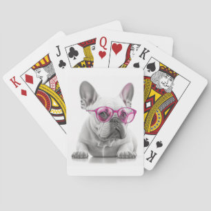 Bulldog mit rosa Brille Playing Cards Spielkarten