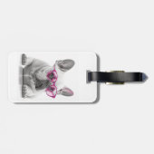Bulldog mit rosa Brillengepäck Gepäckanhänger (Rückseite horizontal)