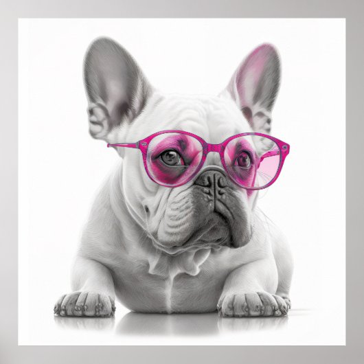 Bulldog mit rosa Brillenposter Poster (Vorne)