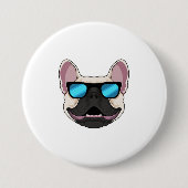 Bulldog mit Sonnenbrille Button (Vorderseite)