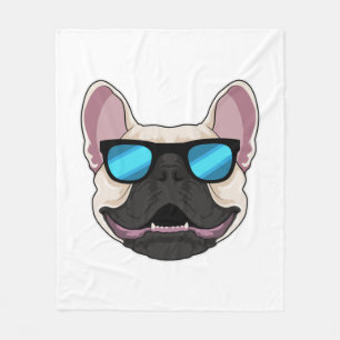 Bulldog mit Sonnenbrille Fleecedecke