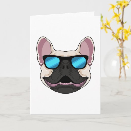 Bulldog mit Sonnenbrille Karte (Gelbe Blume)