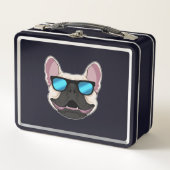 Bulldog mit Sonnenbrille Metall Brotdose (Vorderseite)