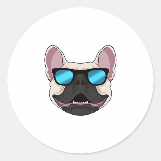 Bulldog mit Sonnenbrille Runder Aufkleber (Vorderseite)