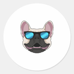 Bulldog mit Sonnenbrille Runder Aufkleber