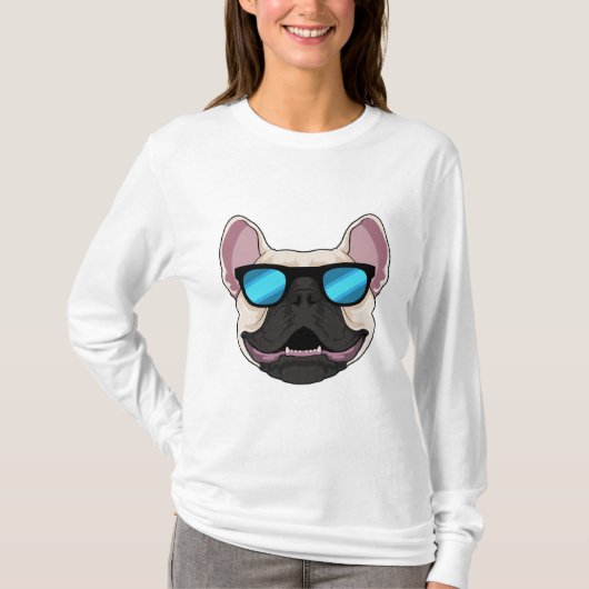 Bulldog mit Sonnenbrille T-Shirt (Vorderseite)
