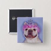 Bulldog mit Tiara Button (Vorne & Hinten)