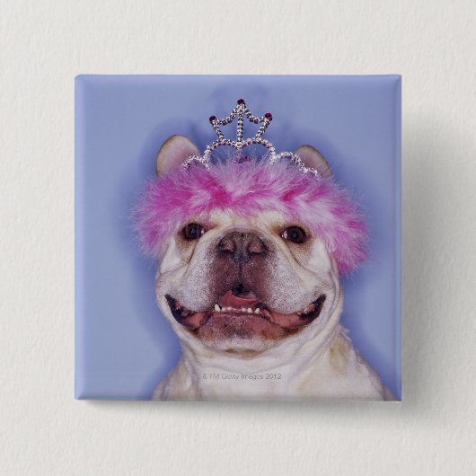 Bulldog mit Tiara Button (Vorderseite)