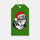 Bulldog mit Weihnachten-Weihnachtsmannmütze Geschenkanhänger (Vorderseite)