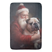 Bulldog mit Weihnachtsmann Badematte (Vorderseite Vertikal)