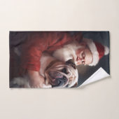 Bulldog mit Weihnachtsmann Badhandtuch Set (Handtuch)