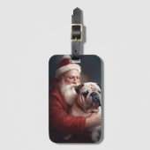 Bulldog mit Weihnachtsmann Gepäckanhänger (Vorderseite Vertikal)