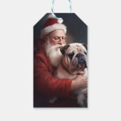 Bulldog mit Weihnachtsmann Geschenkanhänger (Rückseite)
