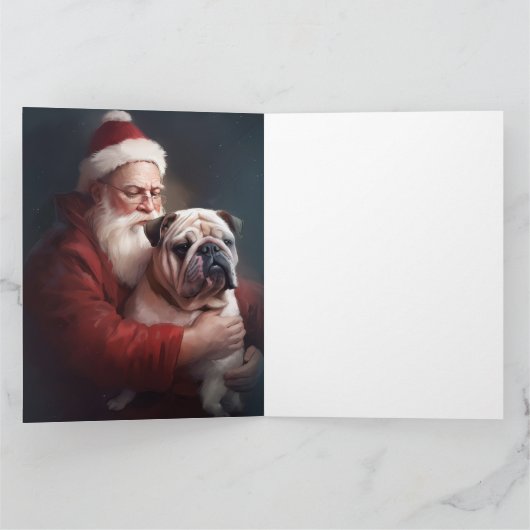 Bulldog mit Weihnachtsmann Karte (Innenseite)
