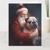 Bulldog mit Weihnachtsmann Karte (Vorderseite)