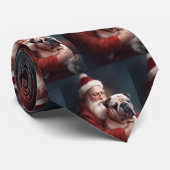 Bulldog mit Weihnachtsmann Krawatte (Gerollt)