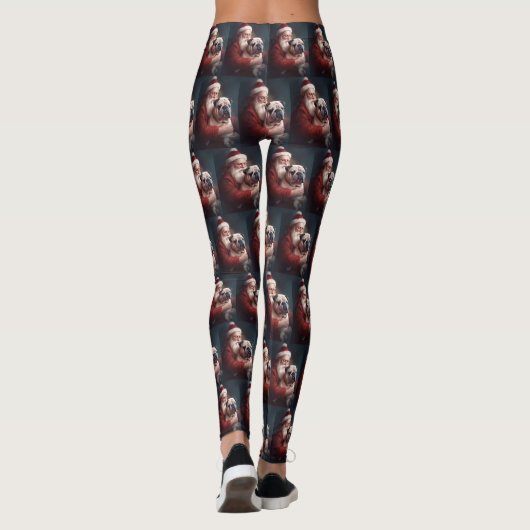 Bulldog mit Weihnachtsmann Leggings (Rückseite)