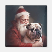 Bulldog mit Weihnachtsmann Magnet (Vorne)