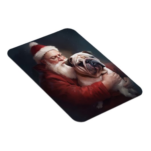 Bulldog mit Weihnachtsmann Magnet (Rechte Seite)