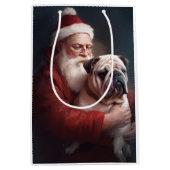 Bulldog mit Weihnachtsmann Mittlere Geschenktüte (Vorderseite)